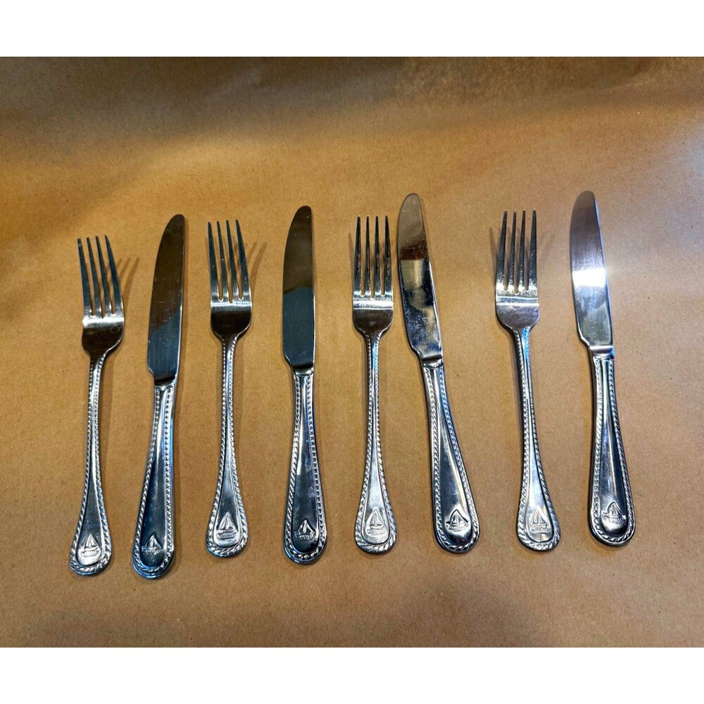 Towle Stainless Steel Nautical Handle Flatware Set 7-Piece Fork Knife Silver